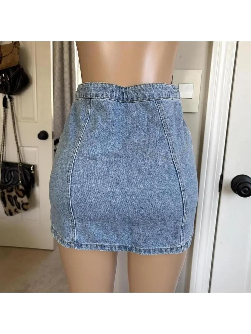 y2k 2000s denim mini‎ skirt asymmetrical zipper